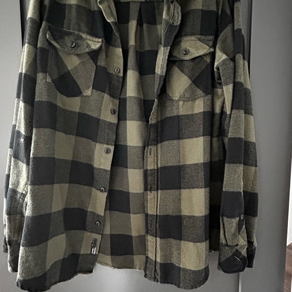 Men’s flannel shirt , green and black, burnside size large - Picture 3 of 4
